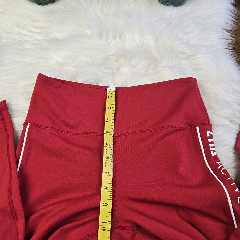 Zyia Light N Tight High Rise Logo Stripe Red Leggings 6-8 - Picture 8 of 12